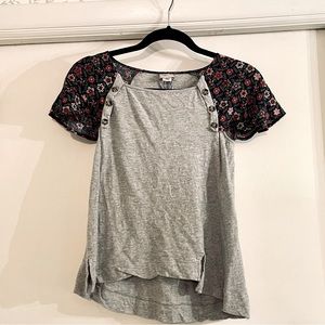 Anthropologie Blouse Button Floral Sleeves